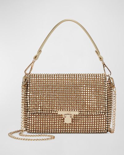 Rafe New York Sarita Crystal-embellished Flap Clutch Bag - Metallic