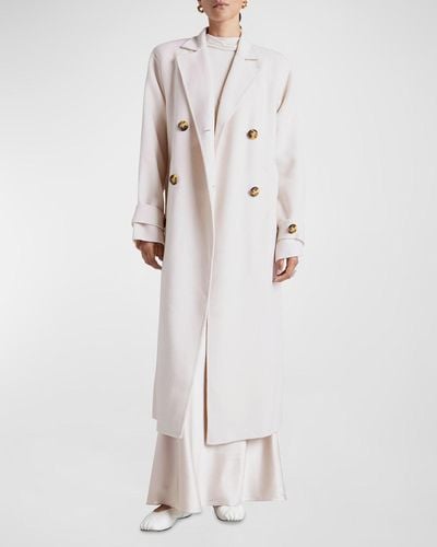 Splendid X Kate Young Long Cashmere And Wool Coat - White