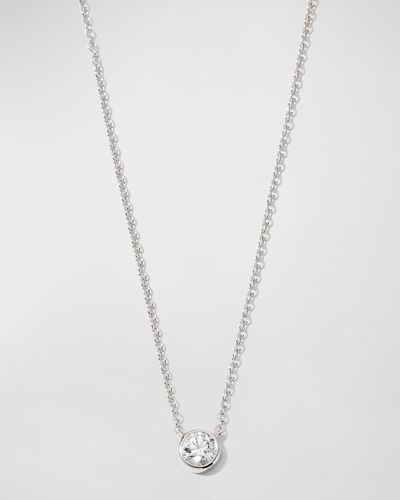 Memoire White Gold Solo Bezel Diamond Necklace, 18"l