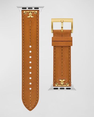 Tory Burch Kira Leather Apple Watch Strap/20mm - Brown