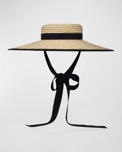 Gigi Burris Millinery Claiborne Straw Bucket Hat With Cotton Scarf - White