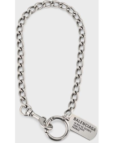 Balenciaga Tags Trouser Chain Necklace - White
