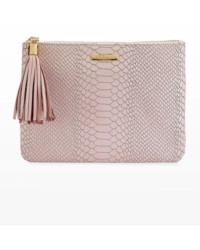 Gigi New York All In One Python-embossed Clutch Bag - Pink