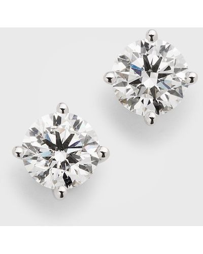 Neiman Marcus Lab Grown Diamond 18K Round Stud Earrings, 3.0Tcw - White