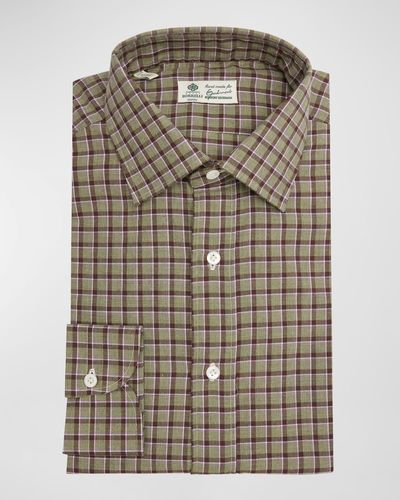 Luigi Borrelli Napoli Cotton Plaid Dress Shirt - Brown