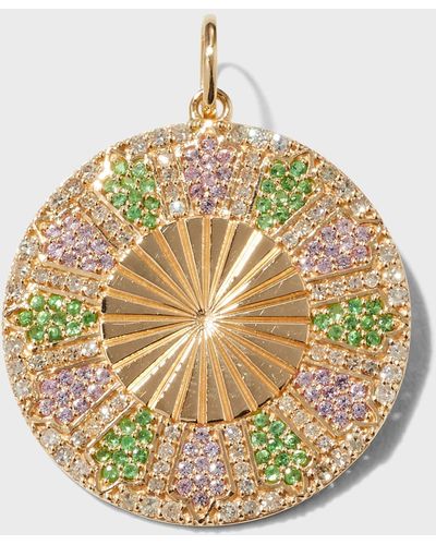Kastel Jewelry Textured Marrakech Pink Sapphire, Tsavorite And Diamond Pendant - Metallic