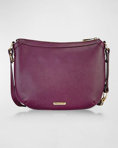Gigi New York Stevie Zip Pebble Leather Shoulder Bag - Purple