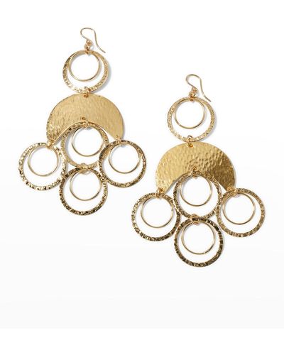 Devon Leigh Wedge Multi-Circle Chandelier Earrings - Metallic