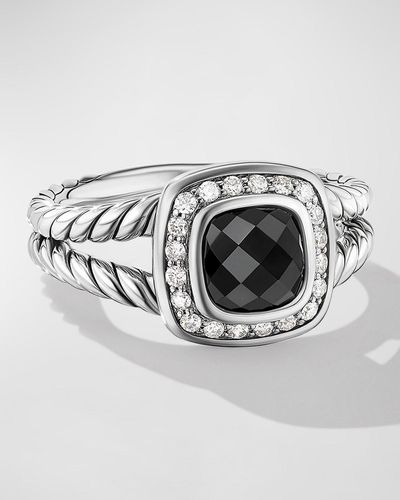 David Yurman Petite Albion Ring With Gemstone And Diamonds In Silver, 7mm - Metallic