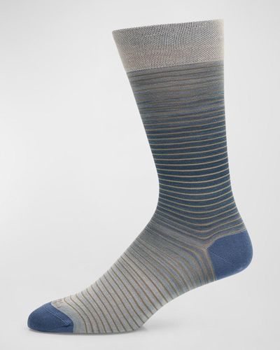 Marcoliani Pima Cotton Shade Stripe Crew Socks - Gray