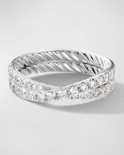 David Yurman Dy Crossover Band Ring With Diamonds In Platinum, 5.2mm - Gray
