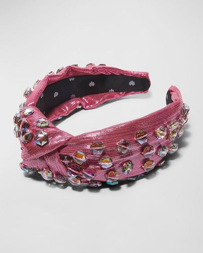 Lele Sadoughi Disco Crystal Knotted Headband - Pink