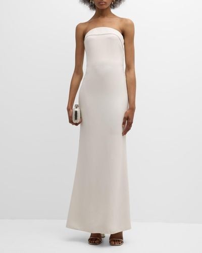 Giorgio Armani Satin Strapless Gown With Crystal Trim - White