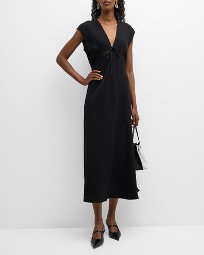 Marella Vevey Cap-Sleeve Cutout Midi Dress - Black