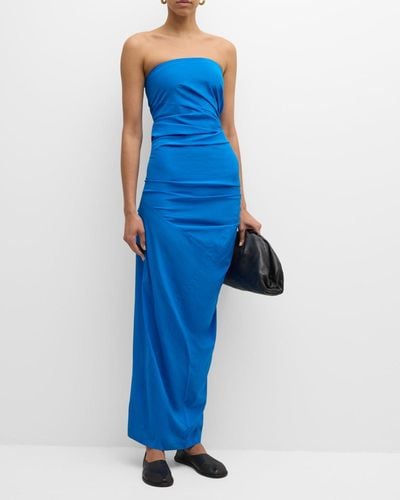 Proenza Schouler Odette Strapless Silk-Blend Cocktail Dress - Blue