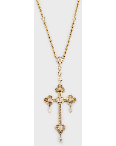 Buddha Mama 20k Yellow Gold Rosary Cross Pendant Necklace - Metallic