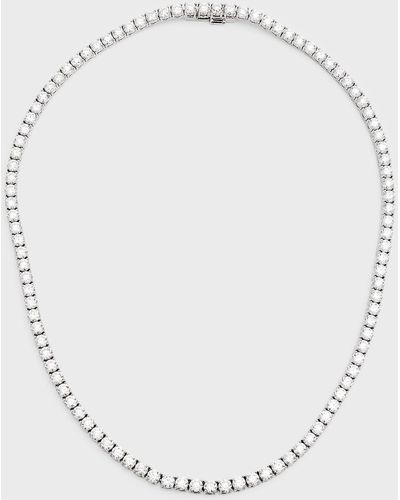 Neiman Marcus 18k White Gold Round Diamond Tennis Necklace, 25.75tcw
