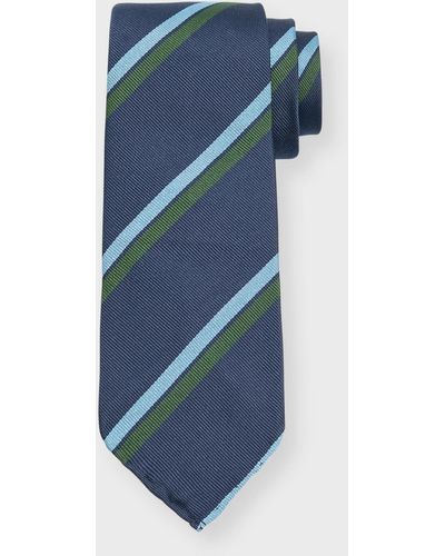 Sid Mashburn Silk Diagonal Striped Tie - Blue