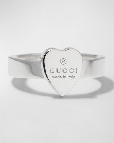 Gucci Engraved Heart Trademark Ring - Gray
