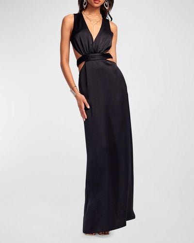 Ramy Brook Milan Open-Back Empire Gown - Blue