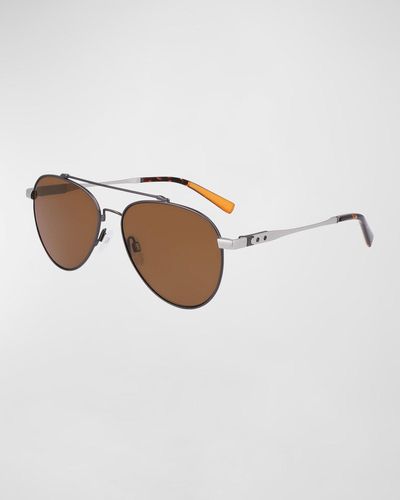 Shinola Double-bridge Metal Aviator Sunglasses - Brown