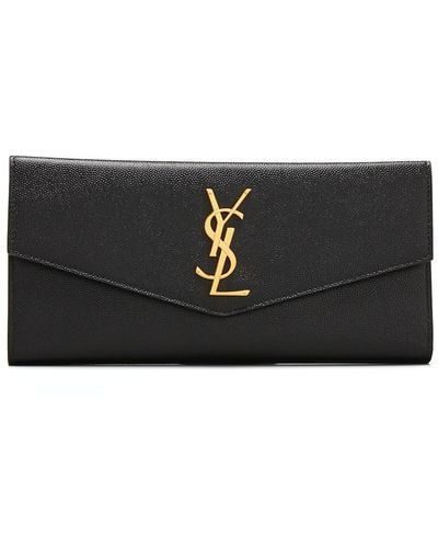 Saint Laurent Ysl Monogram Small Envelope Flap Wallet With Zip Pocket - Yellow