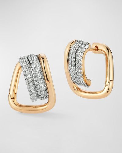 WALTERS FAITH Huxley 18k Rose Gold Diamond Coil Link Huggie Earrings - Metallic