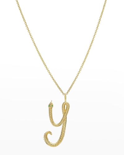 Zoe Lev 14K Snake Initial Necklace - Metallic