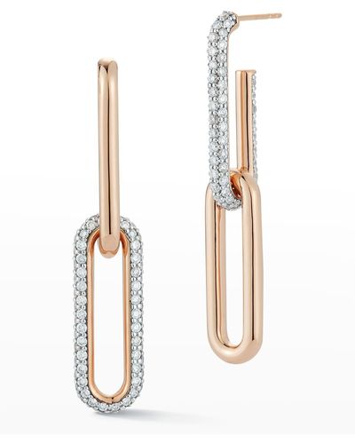 WALTERS FAITH Saxon Rose Gold Link Mix-match Earrings With White Rhodium Diamond Link