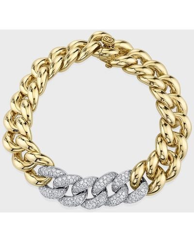 Sydney Evan Large Link Bracelet With 5 Pave Links - Metallic