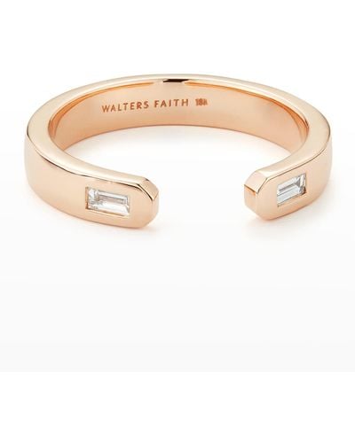 WALTERS FAITH Ottoline Rose Gold Open Band Ring With 2 Gypsy-set Baguette Diamonds - White