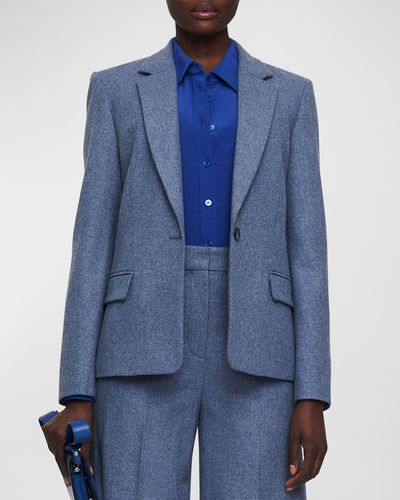 JOSEPH Joaquim Single-Button Stretch Flannel Jacket - Blue