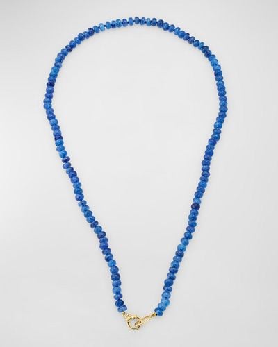 Sorellina 18K 6Mm Rondelle Necklace With Small Diamond Clasp, 22"L - Blue
