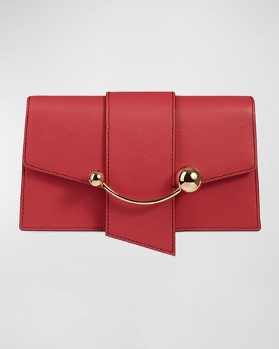 Strathberry Crescent Leather Wallet On Chain - Red