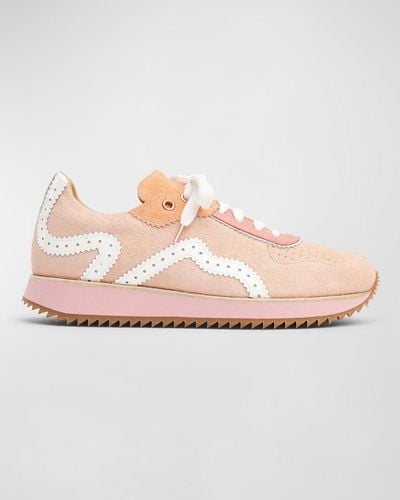 The Office Of Angela Scott The Remi Multi Suede Runner Sneakers - Pink