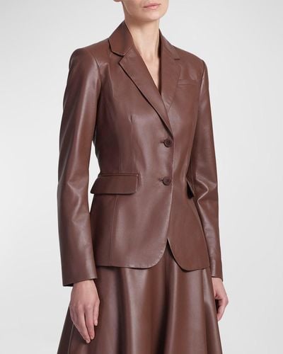Altuzarra Fenice Leather Blazer Jacket - Brown