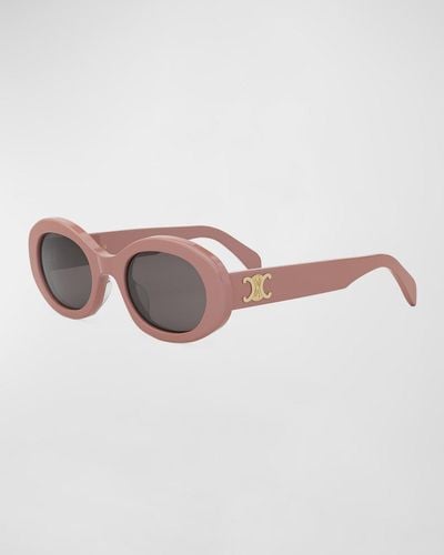 Celine Triomphe Acetate Oval Sunglasses - Pink