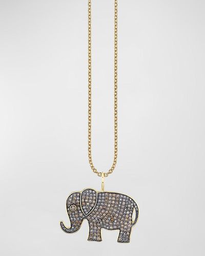 Sydney Evan 14K 20Th Anniversary Elephant Charm Necklace - White