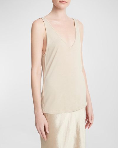 Vince Relaxed V-Neck Tank Top - Natural