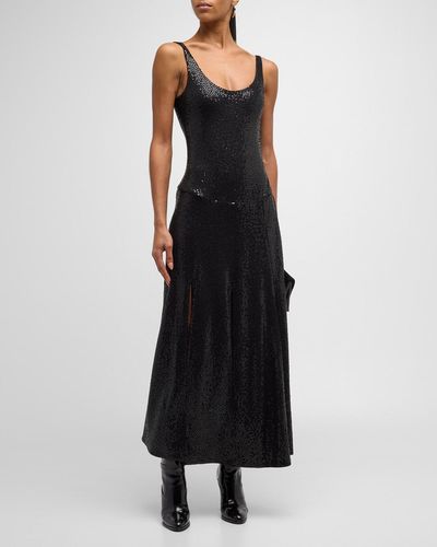 Michael Kors Embellished Slice Slits-Hem Midi Tank Dress - Black