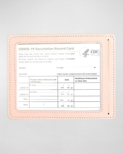 ROYCE New York Personalized Leather Vaccine Card Holder - Natural