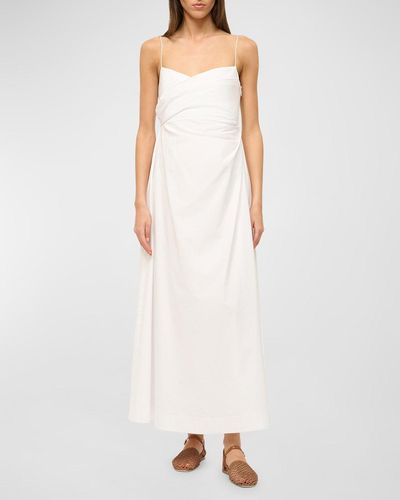 STAUD Sarah Cotton Poplin Sleeveless A-Line Maxi Dress - White