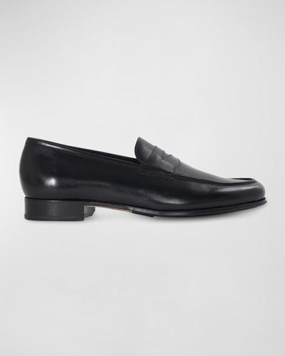 Paul Stuart Ritz Leather Penny Loafers - Black