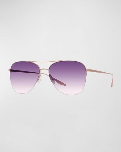 Barton Perreira Chevalier Titanium Aviator Sunglasses - Purple