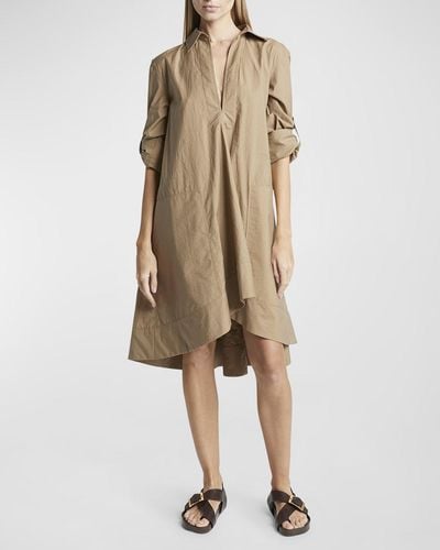 Loewe X Paula Ibiza Wrap Tunic Dress With Rolled Cuff Sleeves - Natural