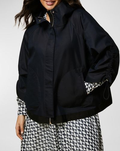Marina Rinaldi Plus Size Ecru Hooded Water-Resistant Jacket - Black