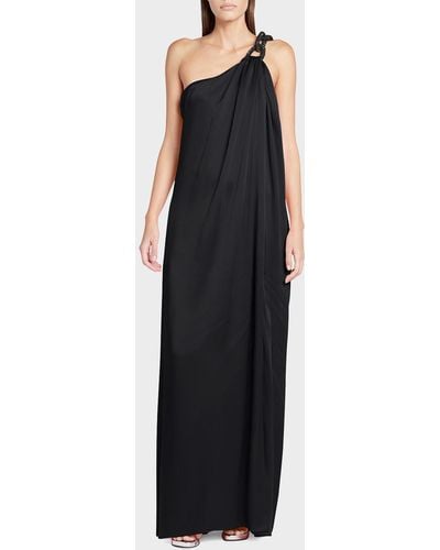 Stella McCartney Falabella One-shoulder Gown With Crystal Detail - Black
