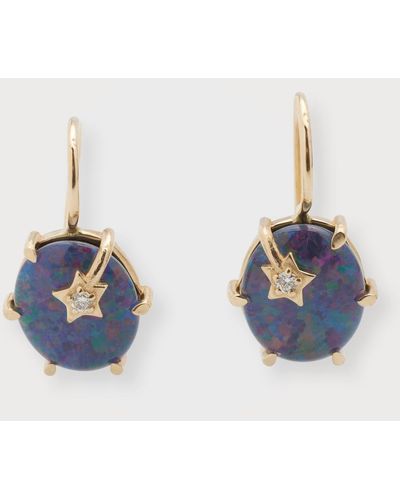 Andrea Fohrman 14k Yellow Gold Galaxy Australian Opal Dangle Earrings - Blue