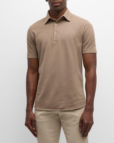Loro Piana Cotton Pique Polo Shirt - Brown