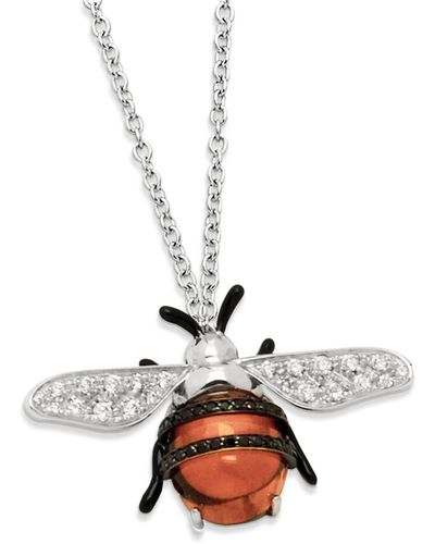Staurino 18k Nature Bumble Bee Pendant Necklace - White